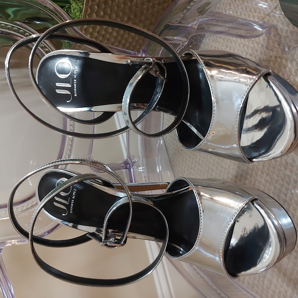Jennifer Lopez Silver Elegant Strappy Heels